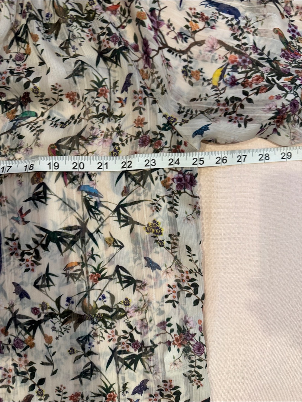 H&M Ivory Sheer Floral Tie-Neck Blouse with Multicolor Print - Picture 8 of 9